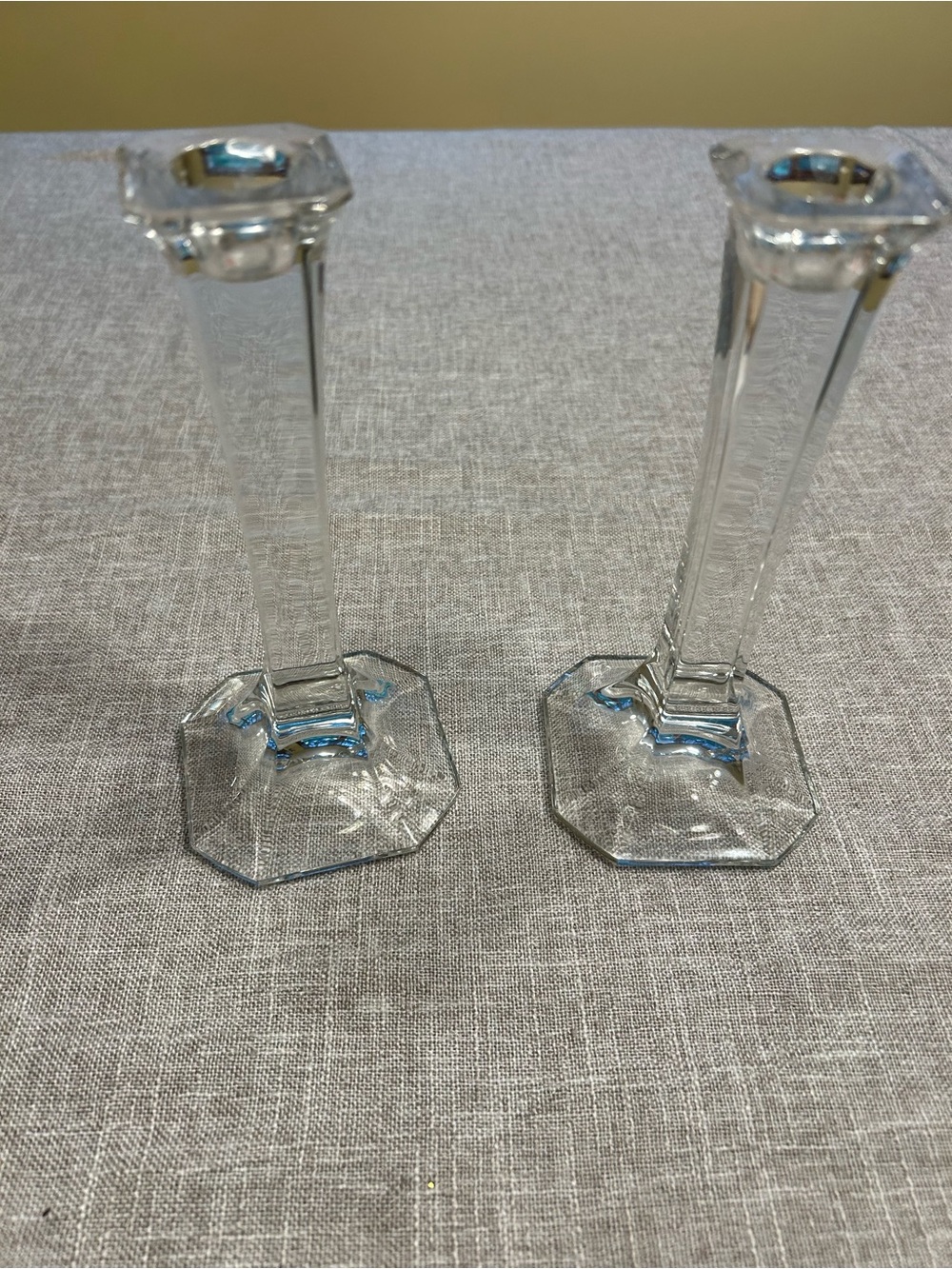 Crystal Taper Candle Holders - Pair